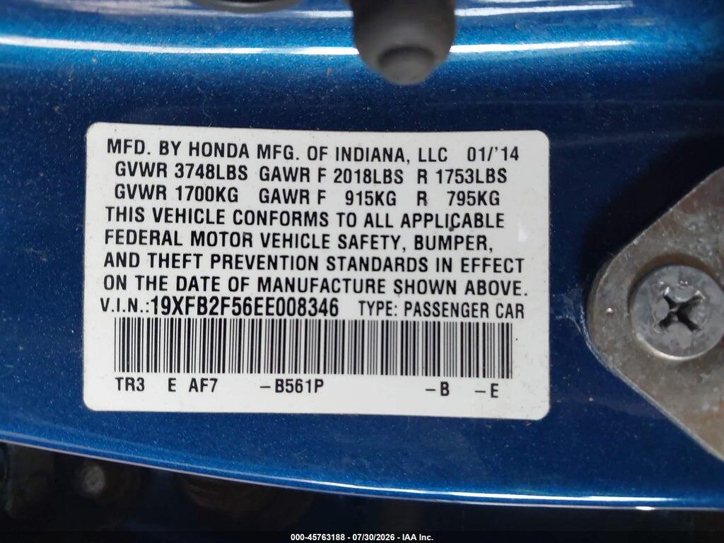 19XFB2F56EE008346 2014 HONDA CIVIC photo no. 9