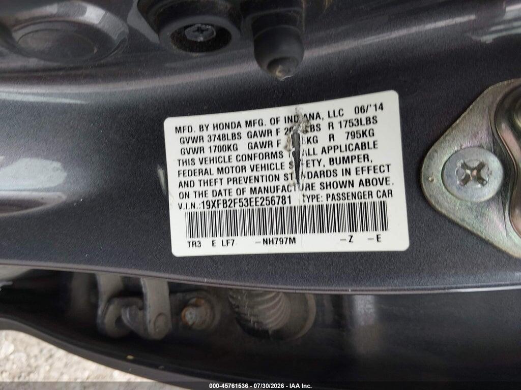 19XFB2F53EE256781 2014 HONDA CIVIC photo no. 9