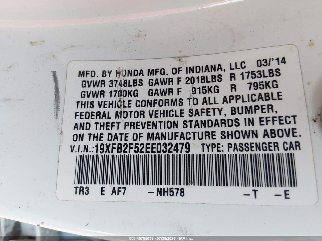 19XFB2F52EE032479 2014 HONDA CIVIC photo no. 9