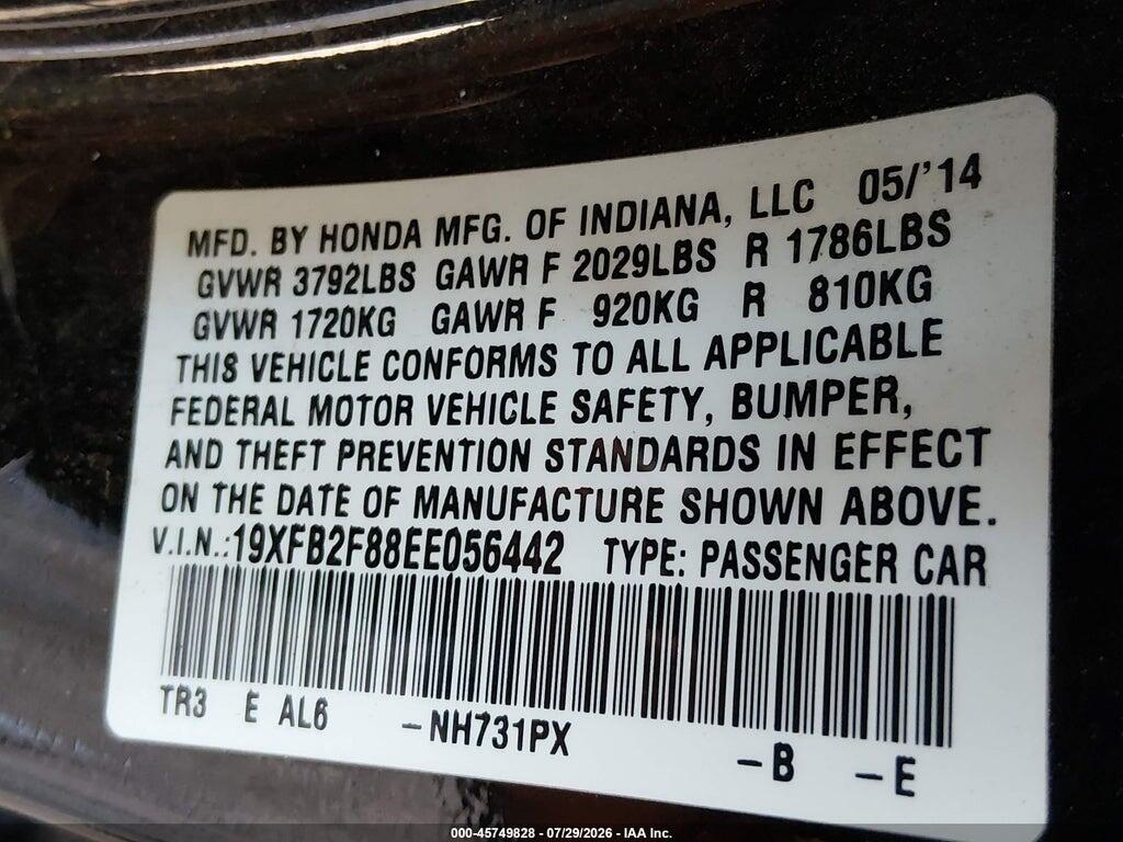 19XFB2F88EE056442 2014 HONDA CIVIC photo no. 9