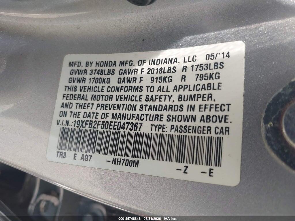19XFB2F50EE047367 2014 HONDA CIVIC photo no. 9