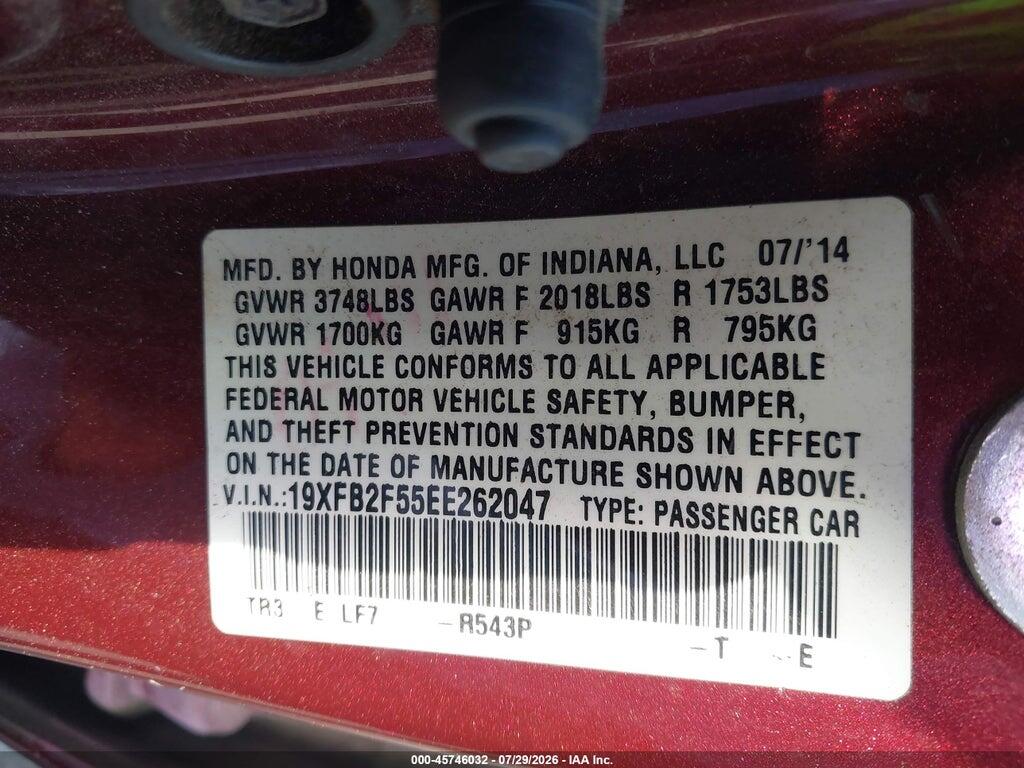 19XFB2F55EE262047 2014 HONDA CIVIC photo no. 9