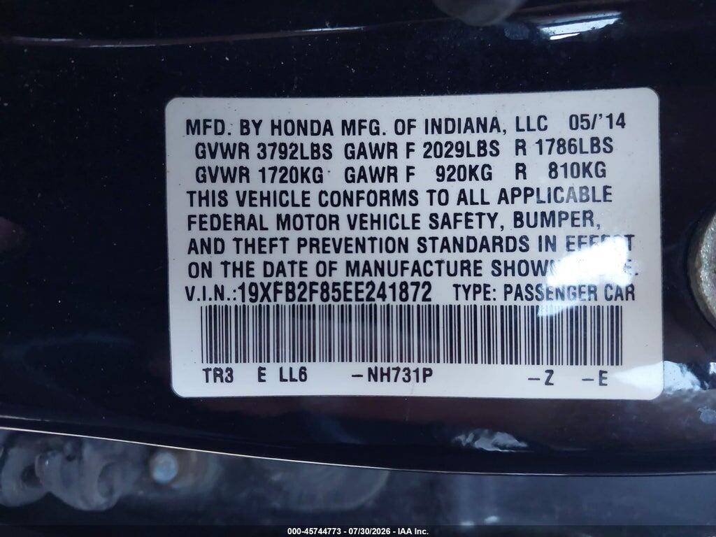 19XFB2F85EE241872 2014 HONDA CIVIC photo no. 9