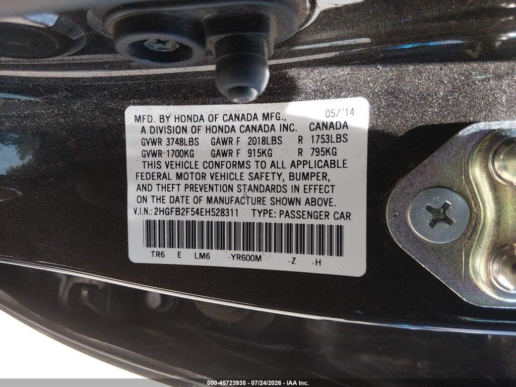 2HGFB2F54EH528311 2014 HONDA CIVIC photo no. 9