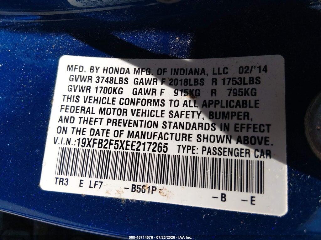 19XFB2F5XEE217265 2014 HONDA CIVIC photo no. 9
