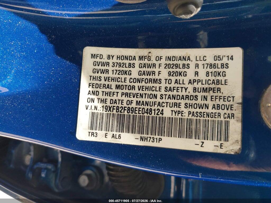 19XFB2F89EE048124 2014 HONDA CIVIC photo no. 9
