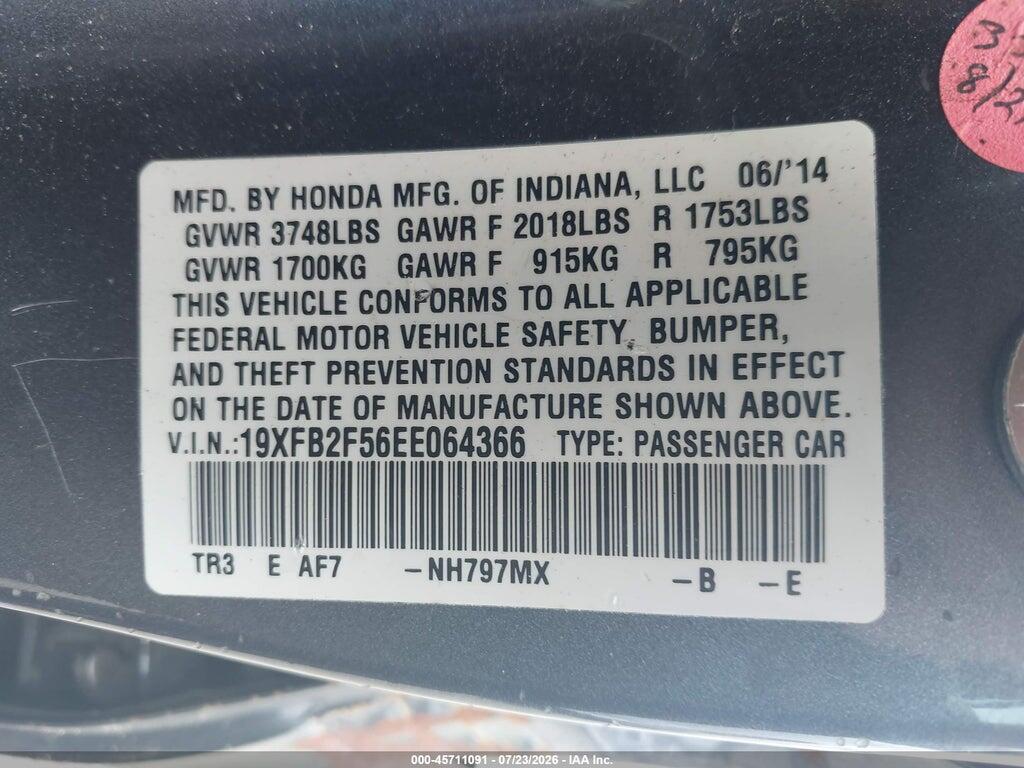 19XFB2F56EE064366 2014 HONDA CIVIC photo no. 9
