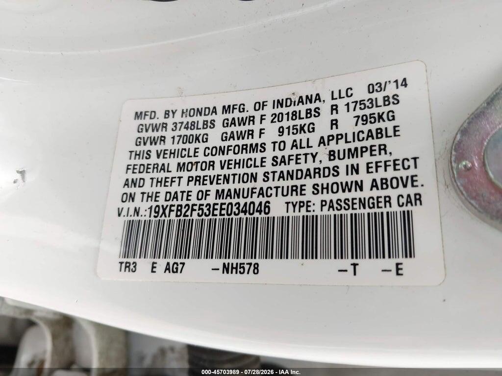 19XFB2F53EE034046 2014 HONDA CIVIC photo no. 9