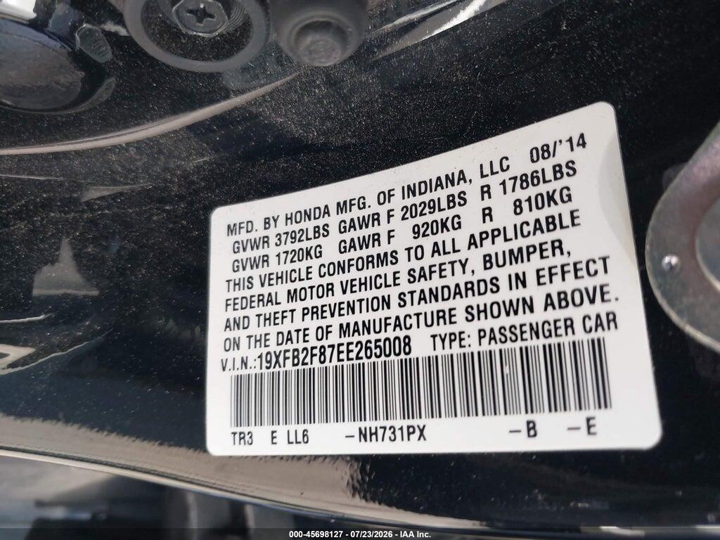 19XFB2F87EE265008 2014 HONDA CIVIC photo no. 9