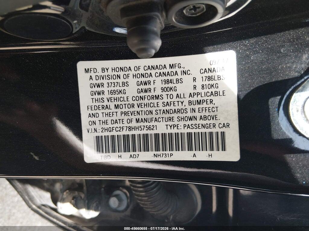2HGFC2F78HH575621 2017 HONDA CIVIC photo no. 9