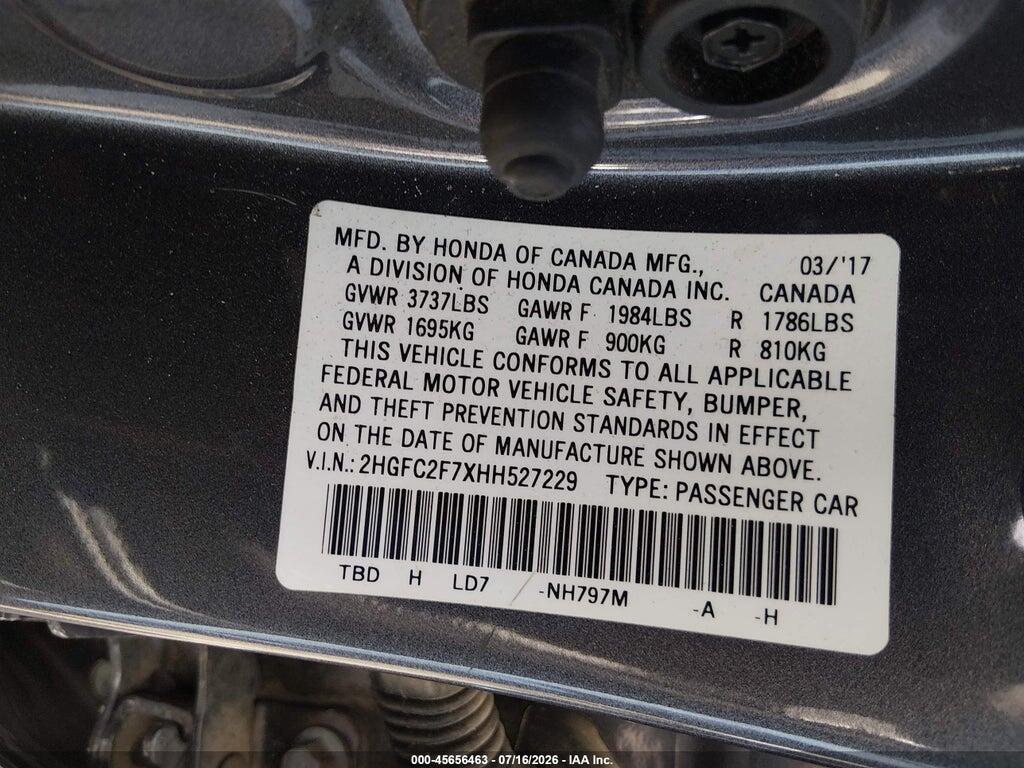 2HGFC2F7XHH527229 2017 HONDA CIVIC photo no. 9