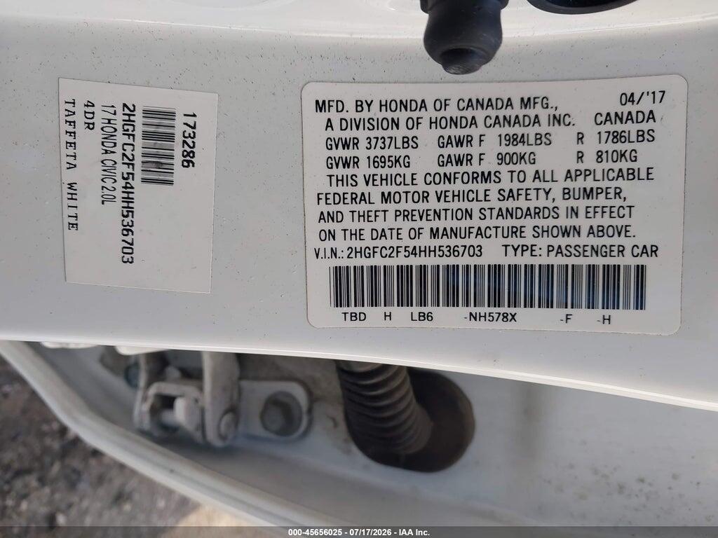2HGFC2F54HH536703 2017 HONDA CIVIC photo no. 9