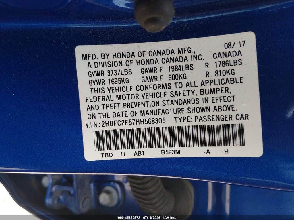 2HGFC2E57HH568305 2017 HONDA CIVIC photo no. 9