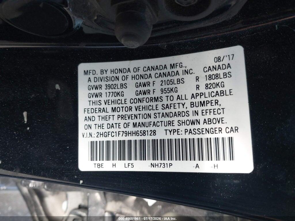 2HGFC1F79HH658128 2017 HONDA CIVIC photo no. 9