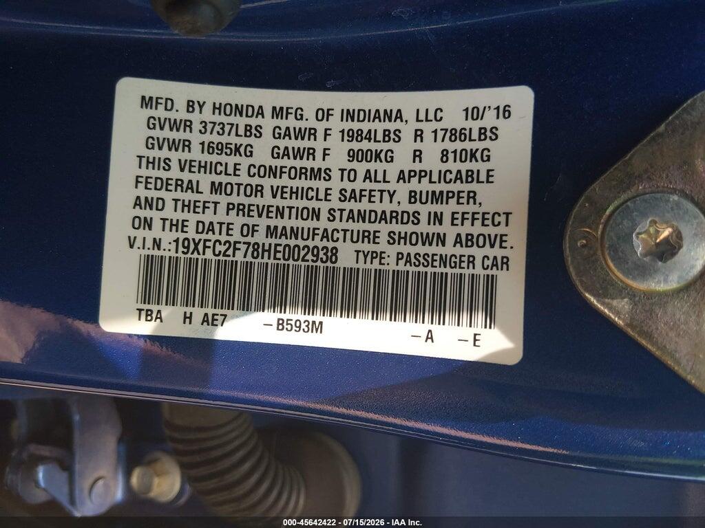 19XFC2F78HE002938 2017 HONDA CIVIC photo no. 9