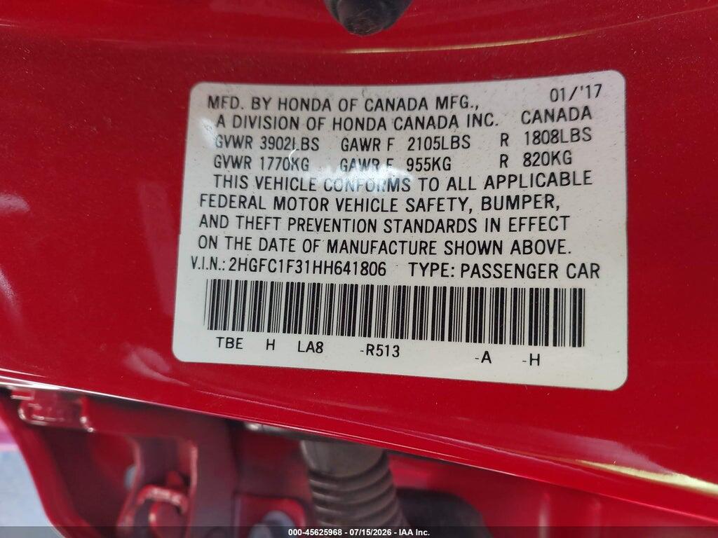 2HGFC1F31HH641806 2017 HONDA CIVIC photo no. 9