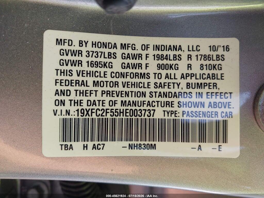 19XFC2F55HE003737 2017 HONDA CIVIC photo no. 9