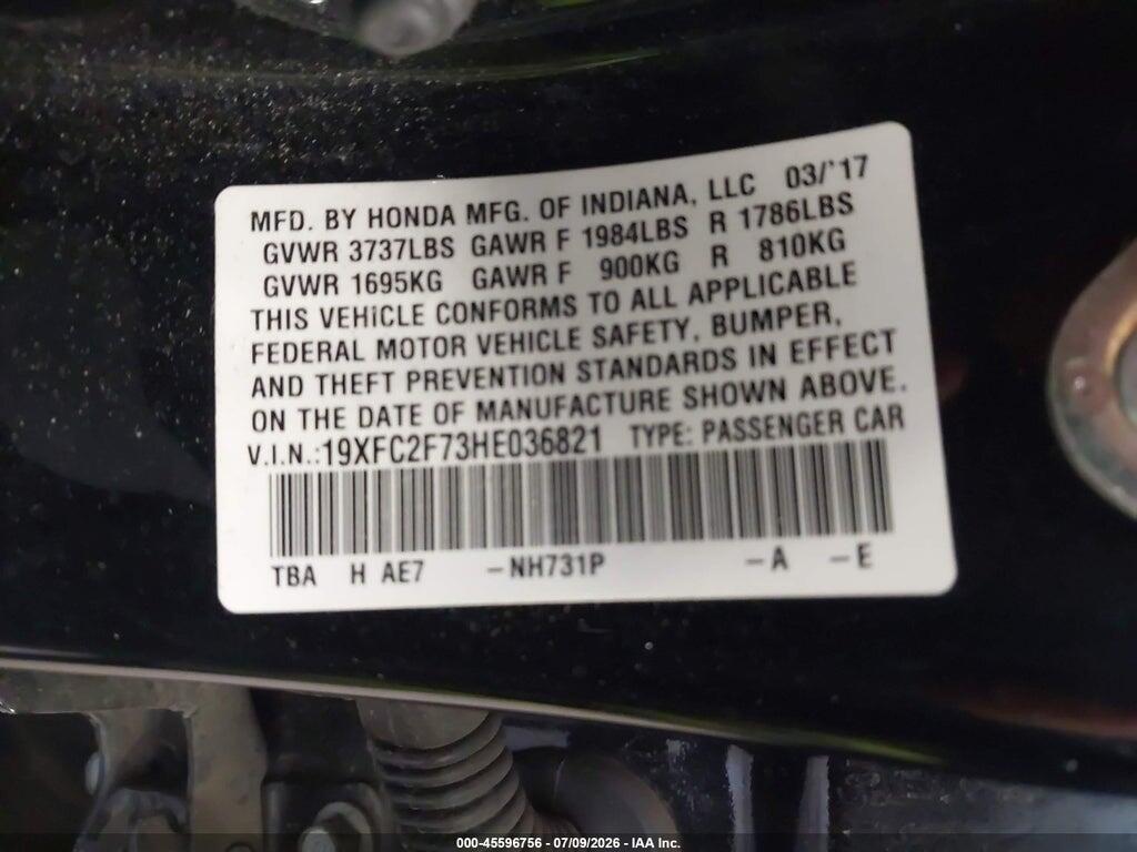 19XFC2F73HE036821 2017 HONDA CIVIC photo no. 9