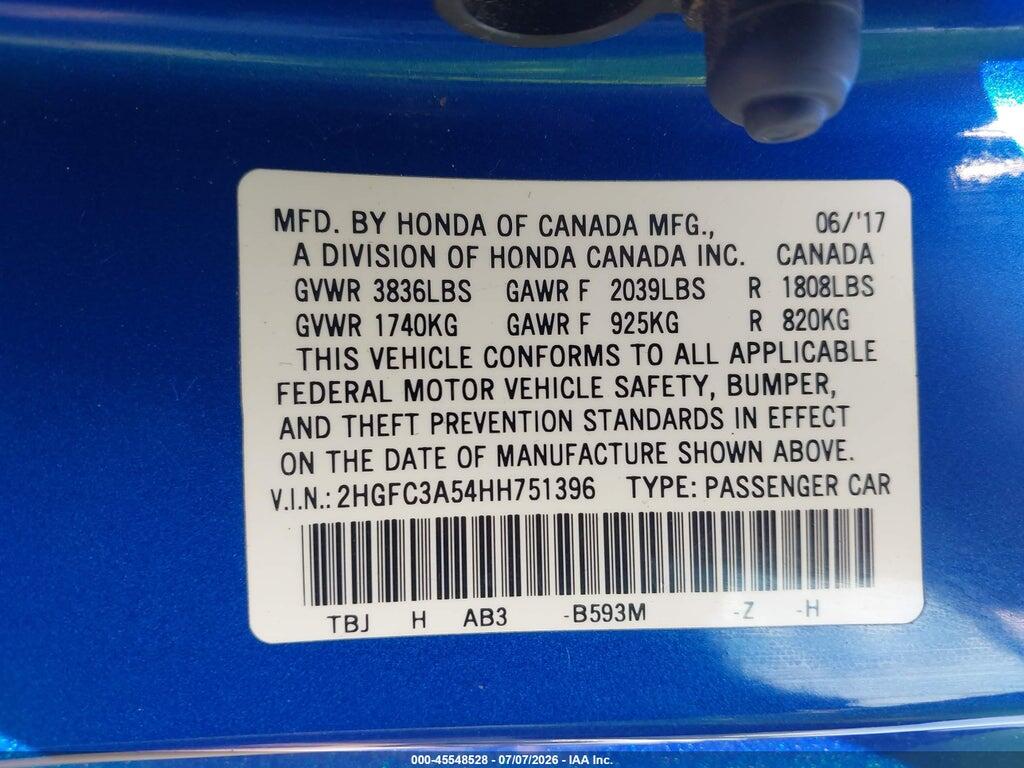 2HGFC3A54HH751396 2017 HONDA CIVIC photo no. 9