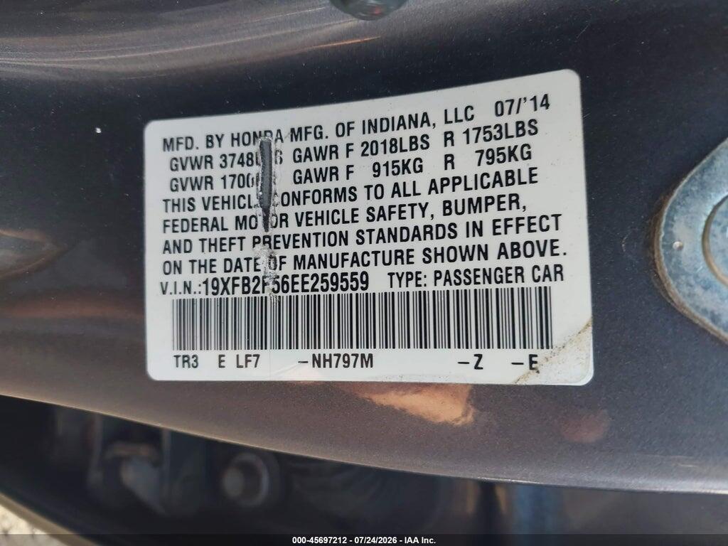 19XFB2F56EE259559 2014 HONDA CIVIC photo no. 9