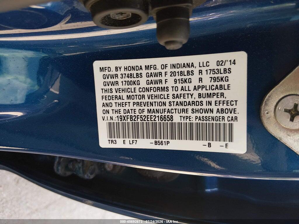19XFB2F52EE216658 2014 HONDA CIVIC photo no. 9
