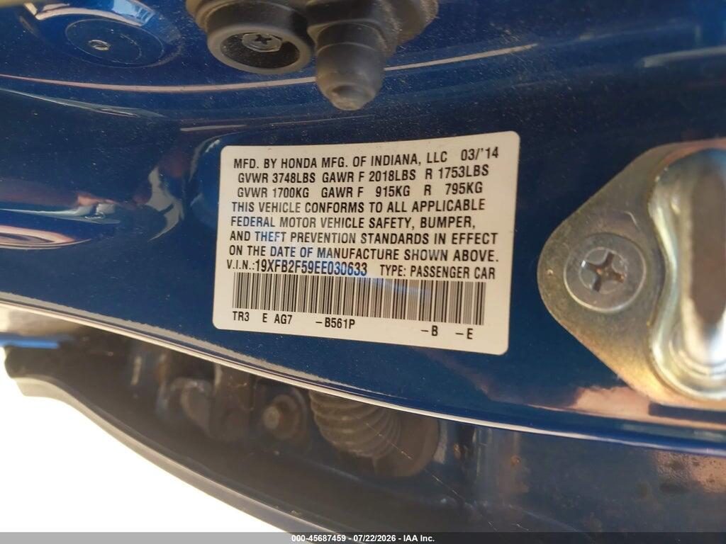 19XFB2F59EE030633 2014 HONDA CIVIC photo no. 9