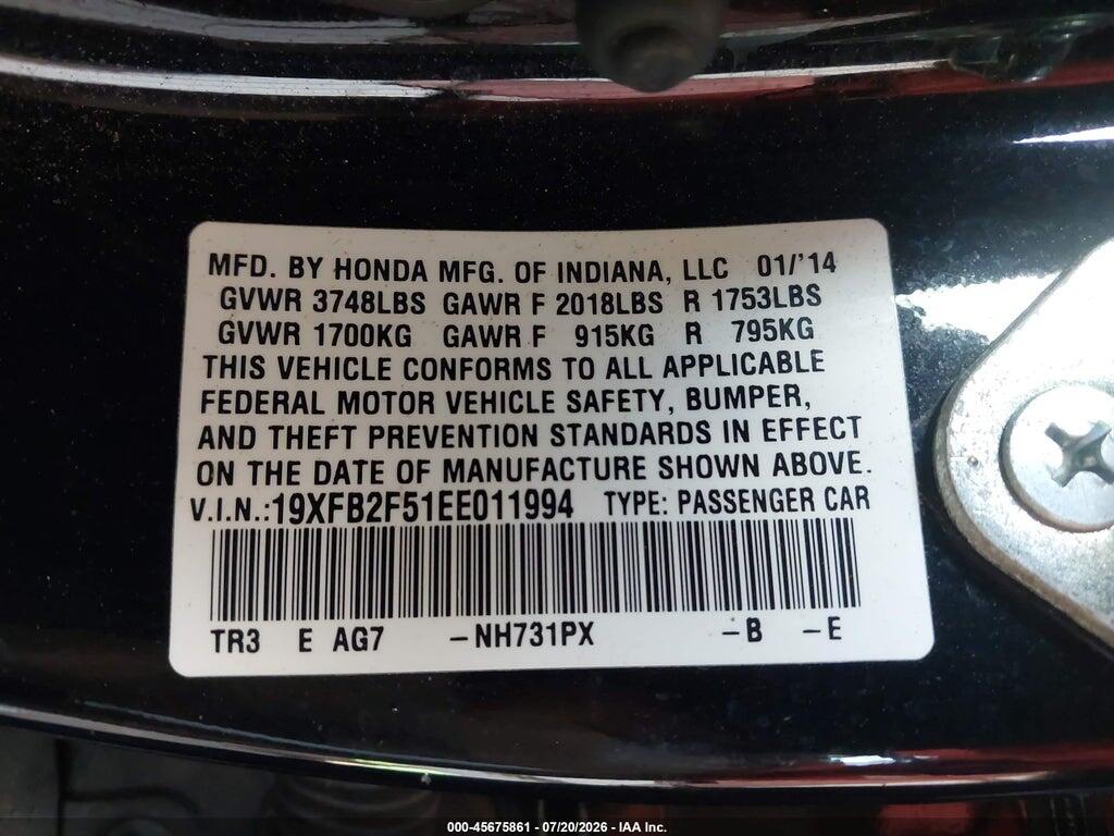 19XFB2F51EE011994 2014 HONDA CIVIC photo no. 9