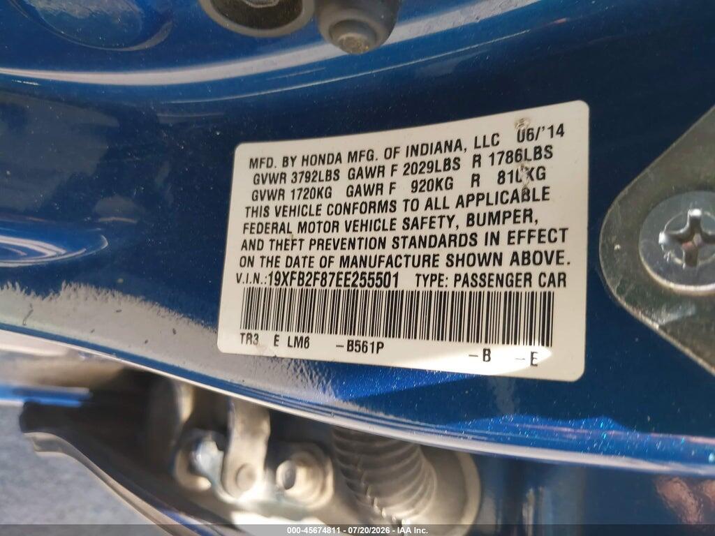 19XFB2F87EE255501 2014 HONDA CIVIC photo no. 9