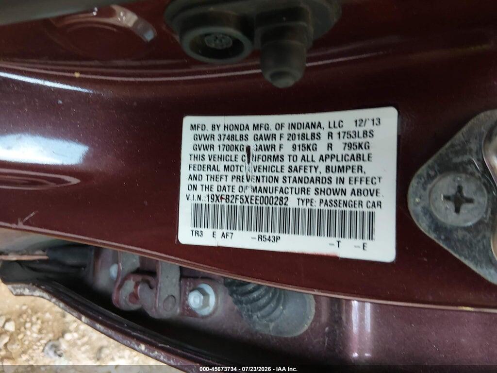 19XFB2F5XEE000282 2014 HONDA CIVIC photo no. 9