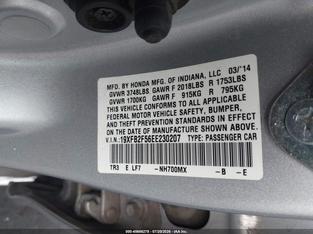 19XFB2F56EE230207 2014 HONDA CIVIC photo no. 9