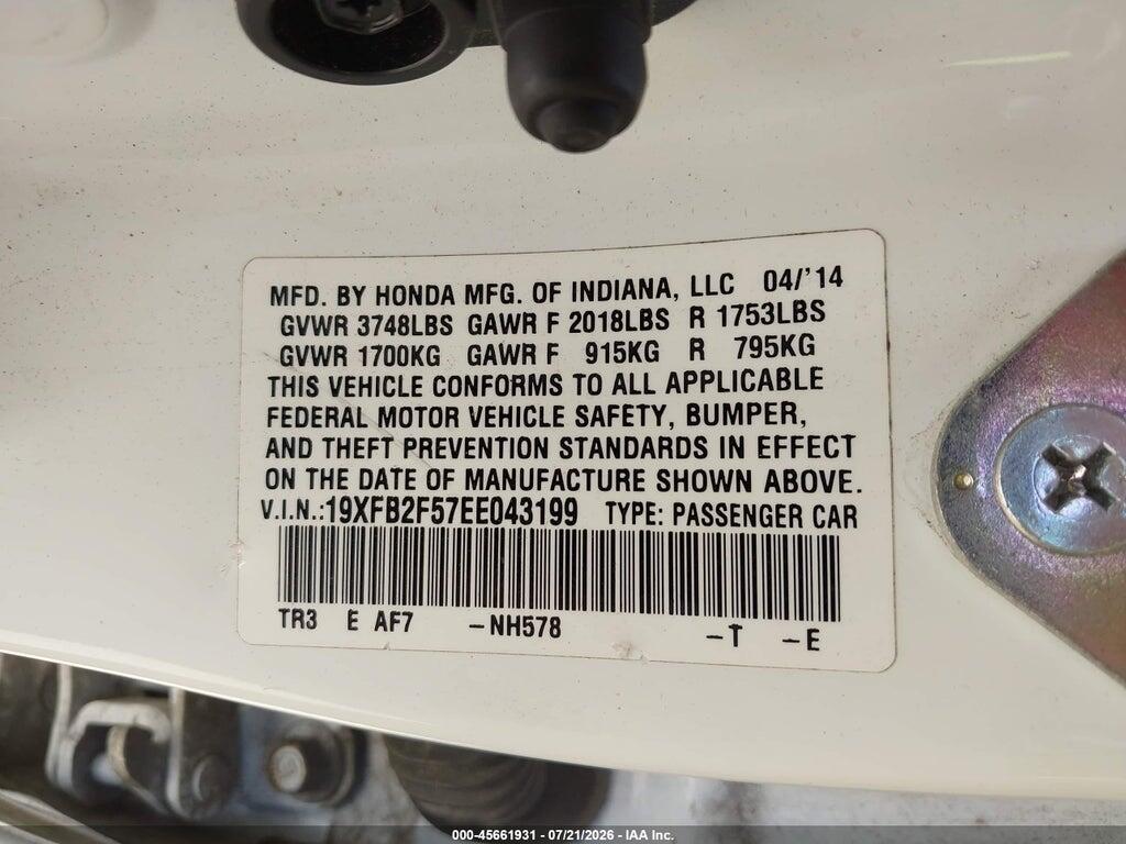 19XFB2F57EE043199 2014 HONDA CIVIC photo no. 9