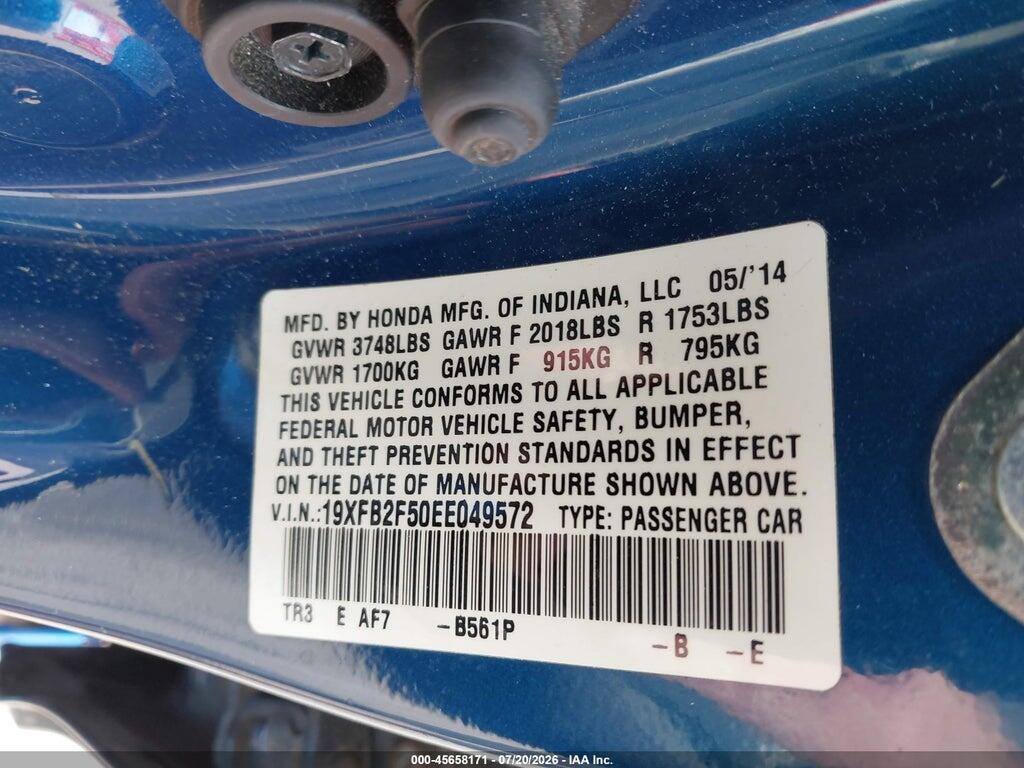 19XFB2F50EE049572 2014 HONDA CIVIC photo no. 9