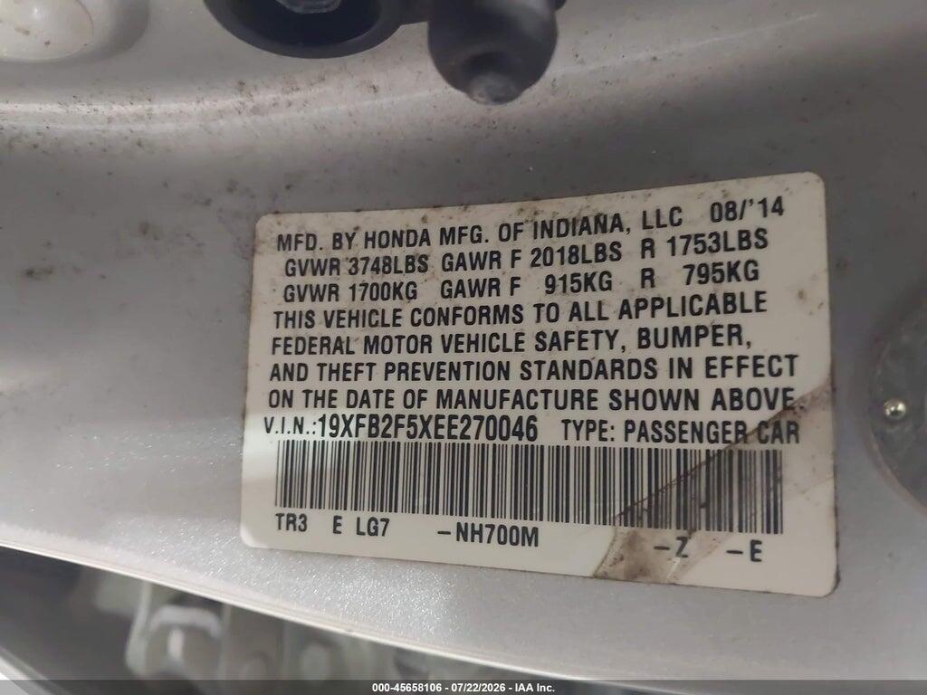 19XFB2F5XEE270046 2014 HONDA CIVIC photo no. 9