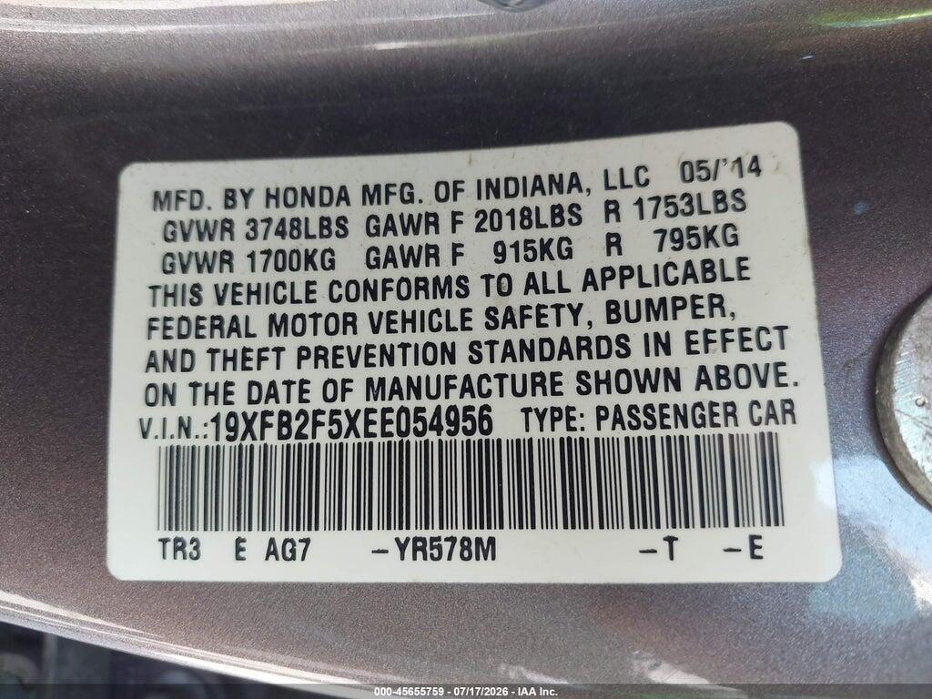 19XFB2F5XEE054956 2014 HONDA CIVIC photo no. 9