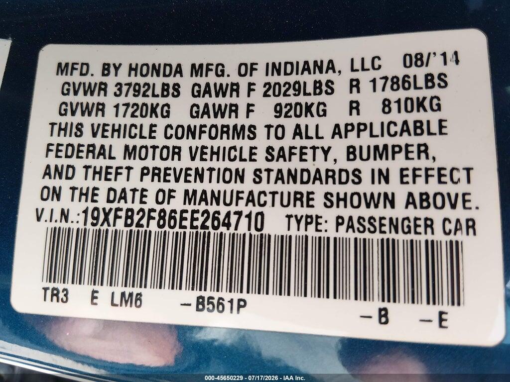 19XFB2F86EE264710 2014 HONDA CIVIC photo no. 9