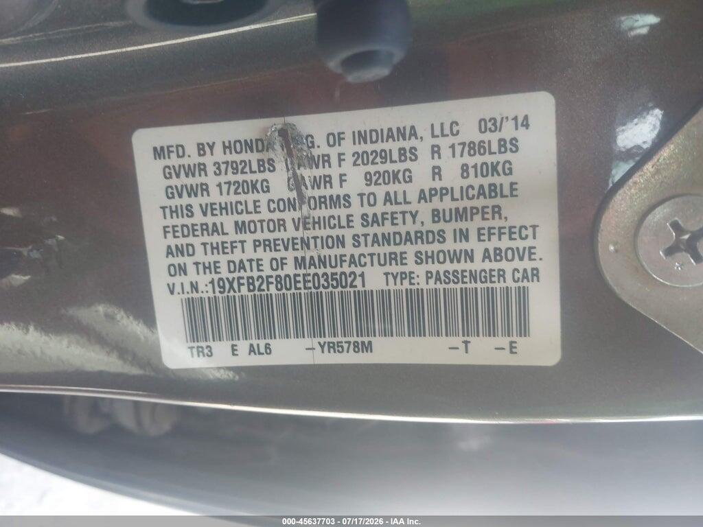 19XFB2F80EE035021 2014 HONDA CIVIC photo no. 9