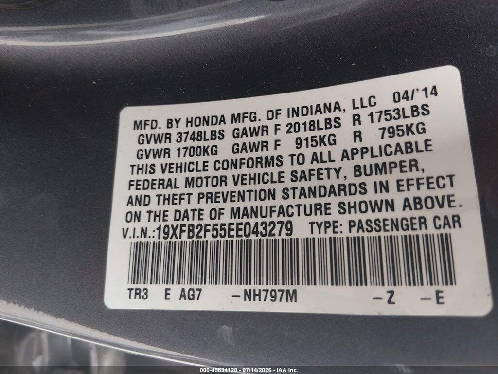 19XFB2F55EE043279 2014 HONDA CIVIC photo no. 9