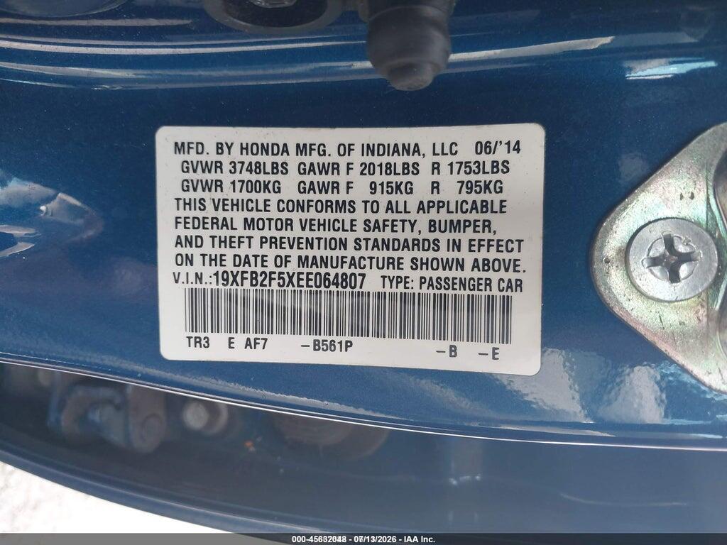 19XFB2F5XEE064807 2014 HONDA CIVIC photo no. 9