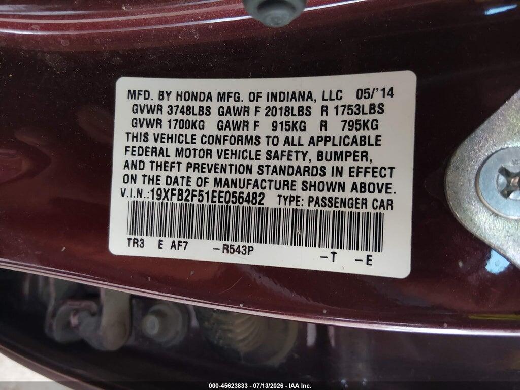 19XFB2F51EE056482 2014 HONDA CIVIC photo no. 9