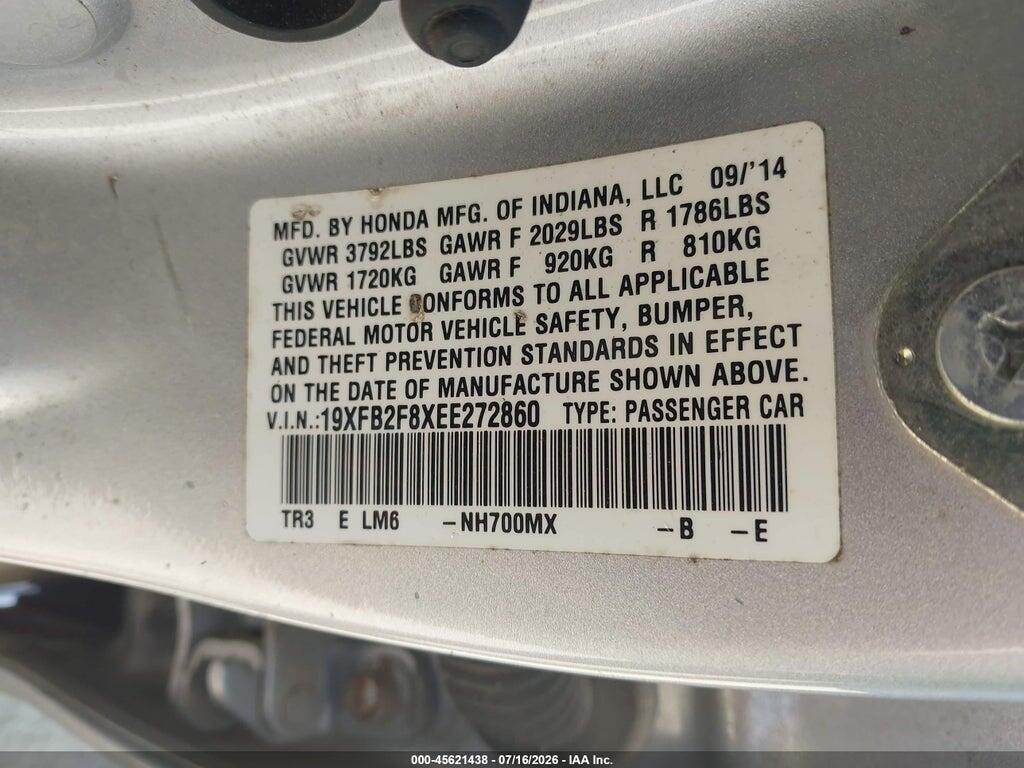 19XFB2F8XEE272860 2014 HONDA CIVIC photo no. 9