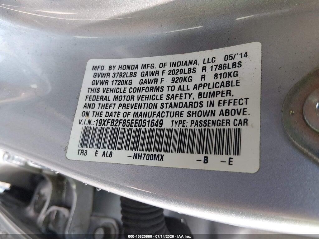 19XFB2F85EE051649 2014 HONDA CIVIC photo no. 9