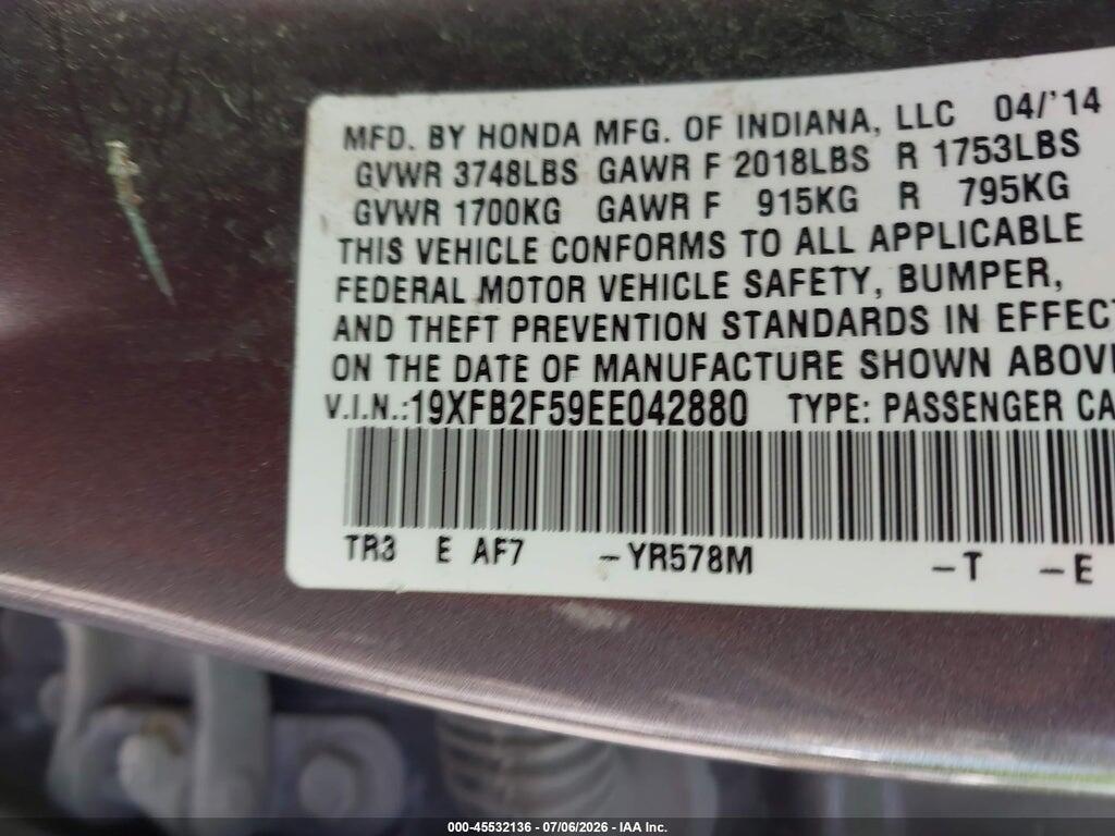19XFB2F59EE042880 2014 HONDA CIVIC photo no. 9