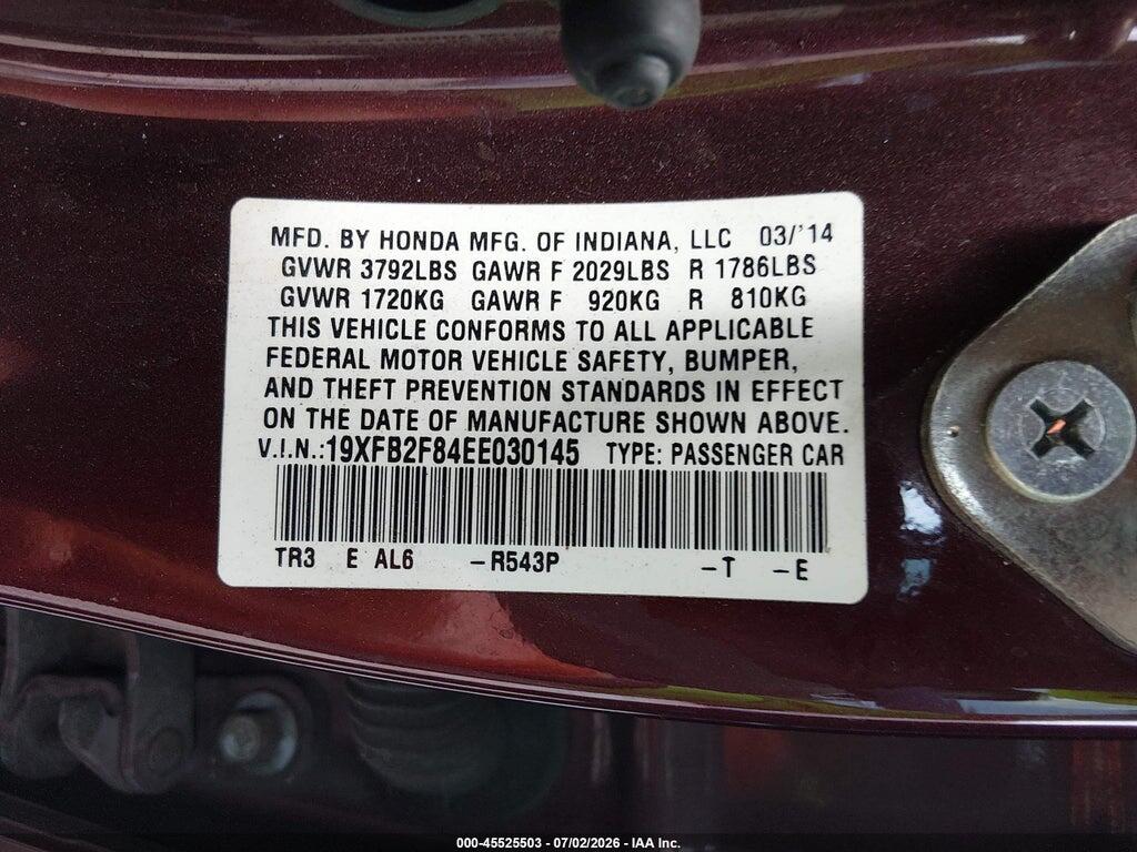 19XFB2F84EE030145 2014 HONDA CIVIC photo no. 9