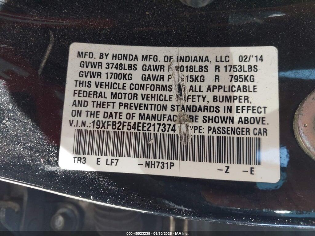 19XFB2F54EE217374 2014 HONDA CIVIC photo no. 9