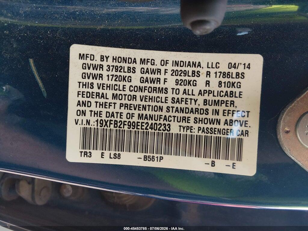 19XFB2F99EE240233 2014 HONDA CIVIC photo no. 9