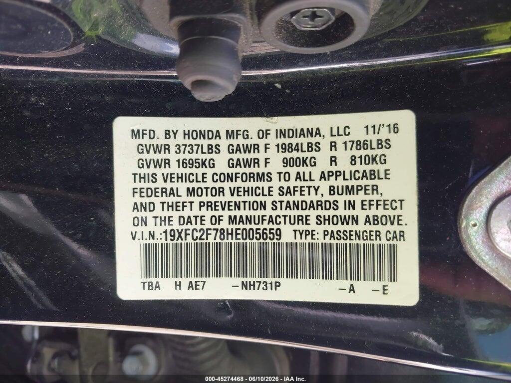 19XFC2F78HE005659 2017 HONDA CIVIC photo no. 9