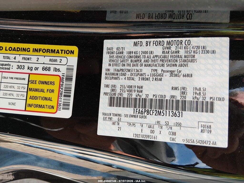 1FA6P8CF2M5113631 2021 FORD MUSTANG photo no. 9