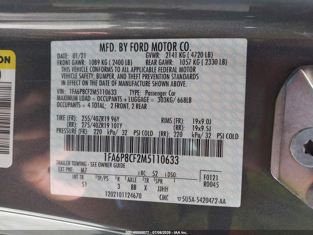 1FA6P8CF2M5110633 2021 FORD MUSTANG photo no. 9