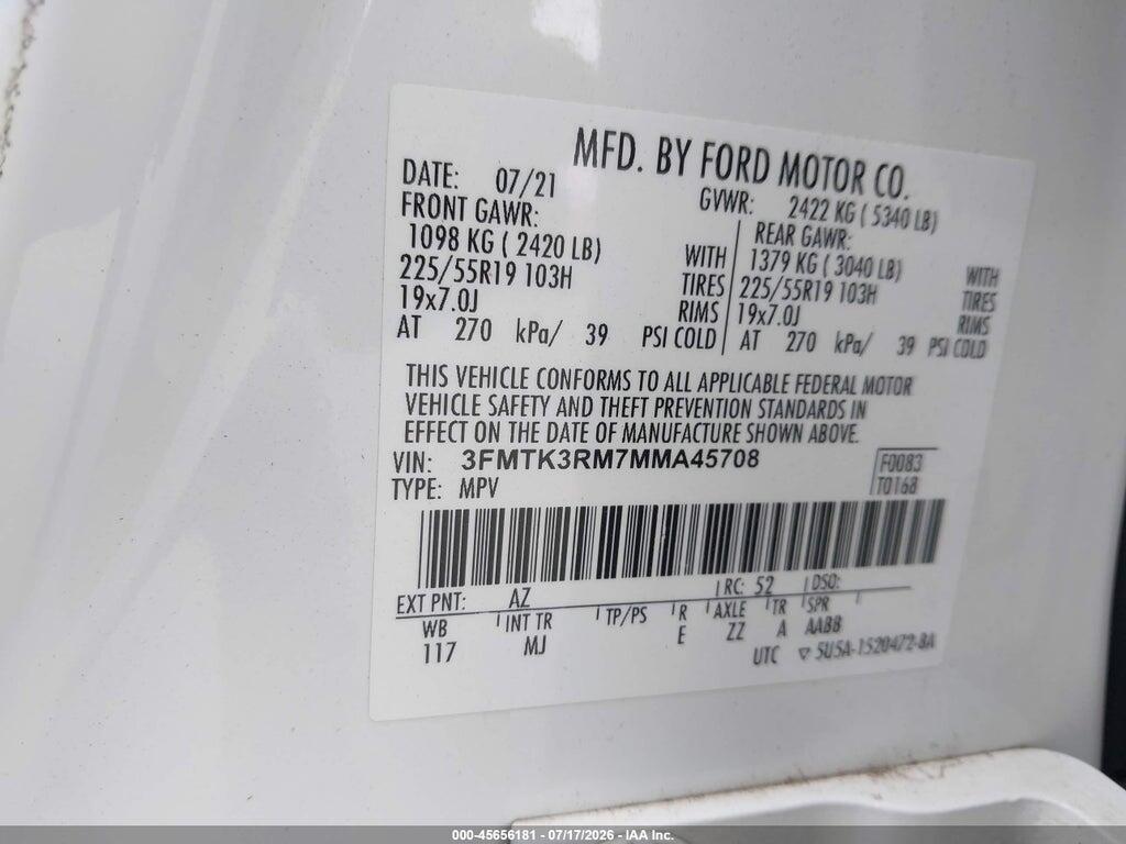 3FMTK3RM7MMA45708 2021 FORD MUSTANG MACH-E photo no. 9