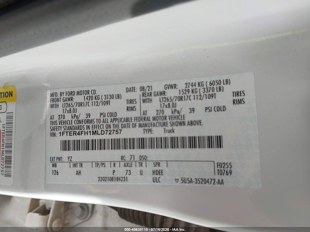 1FTER4FH1MLD72757 2021 FORD RANGER photo no. 9